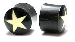 STAR PLUG Inlay Natural Horn Organic Body Jewelry - Price Per 1