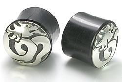 SILVER DRAGON Natural Horn Body Jewelry - Wholesale Plugs - Price Per 1