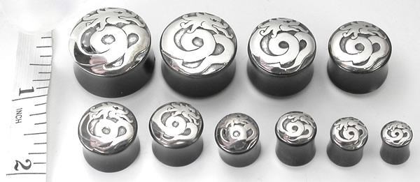 SILVER DRAGON Natural Horn Body Jewelry - Wholesale Plugs - Price Per 1