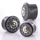 TOP HAT GOLDEN INDONESIAN SUN SILVER Design Plug Horn Organic Ear Jewelry - Price Per 1