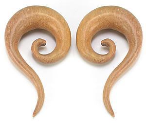 Red Saba Wood Spiral Hanger Earring – Price Per 1
