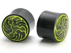 Waves Inlayed on Organic Horn Plug 6g - 1 1/4" - Price Per 1 - Painful Pleasures