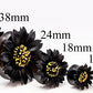 BLACK Flower Painted Leather Double Flare Horn Plug 8mm - 50mm - Price Per 1