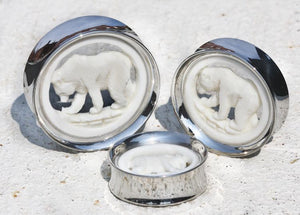 BEAR Insert Bone SYNTHESIS PLUGS Double Flare Steel - 20mm - 34mm - Price Per 1 - Painful Pleasures
