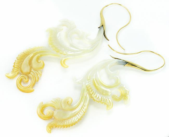 18g Aandaleeb Mother of Pearl Gold Plated Earrings — Price Per 2