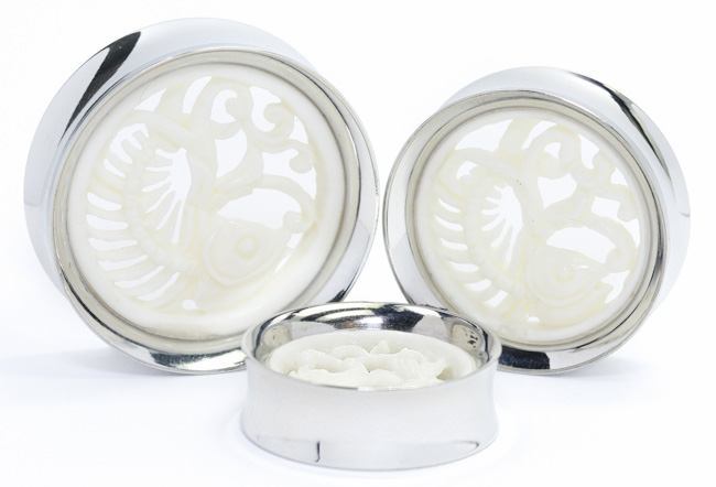 FISH Bone SYNTHESIS PLUGS Steel and Bone Meet - 20mm - 34mm - Price Per 1 - Painful Pleasures