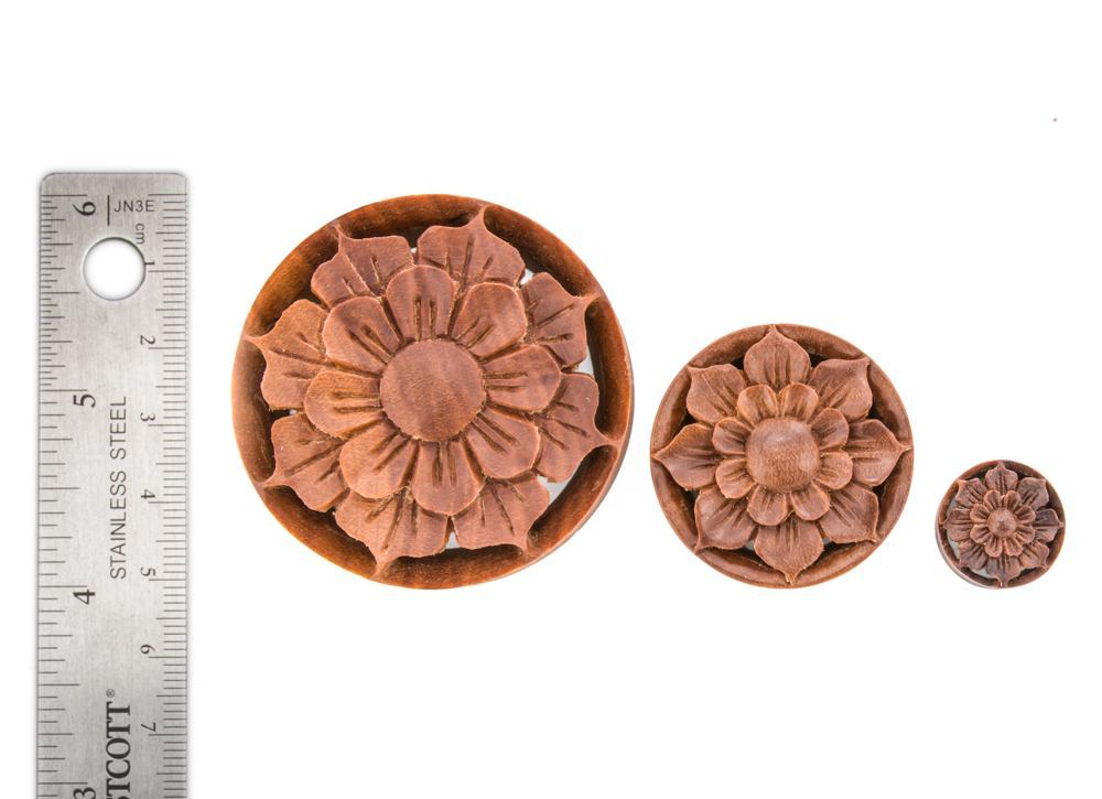 Spring Oasis Flower Saba Wood Hollow Plug Size Chart