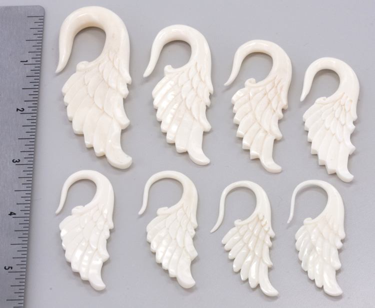 ANGEL WINGS "D" Bone Hanger Organic Body Jewelry - 1.5mm-8mm - Price Per 1
