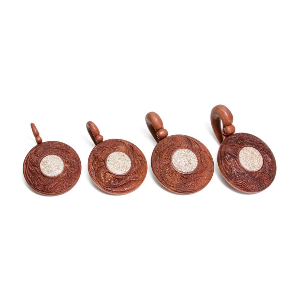 Saba Wood and Crushed Marble Dragon Mirror Hanger