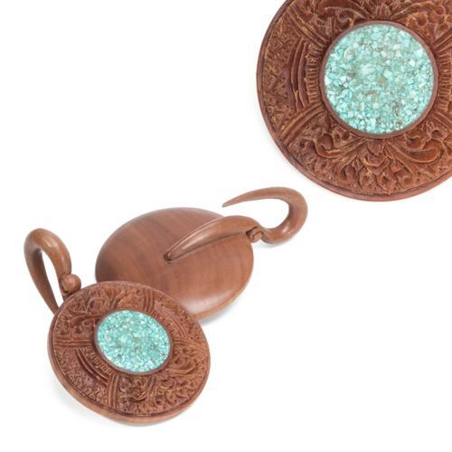 Saba Wood Window of Life Hanger with Crushed Turquoise 3mm - 12mm – Price Per 1 Detail