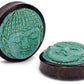 Carved Turquoise Buddha Face Areng Wood Plug — Price Per 1
