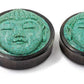 Carved Turquoise Buddha Face Areng Wood Plug — Price Per 1