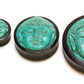 Carved Turquoise Buddha Face Areng Wood Plug — Price Per 1