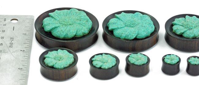 Carved Turquoise FLOWER Face Organic Jewelry - 12mm - 50mm Price Per 1