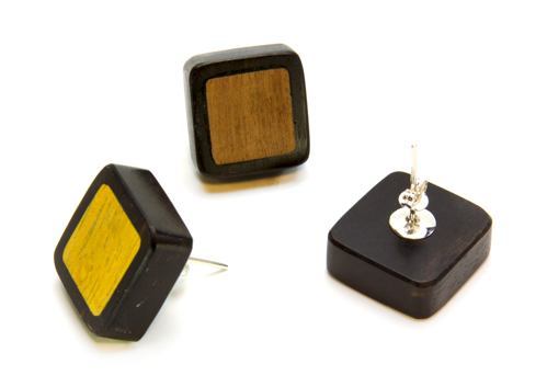 Square Earrings with CROCODILE Wood Inlay Price Per 2