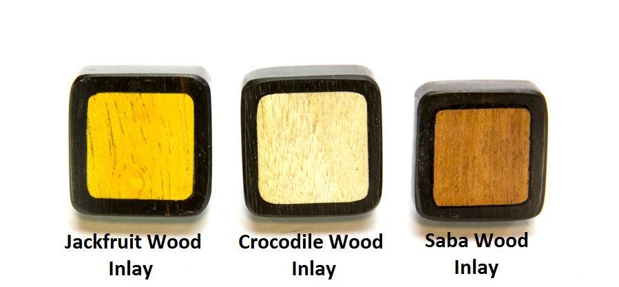 Square Earrings With Saba Wood Inlay - Price Per 2