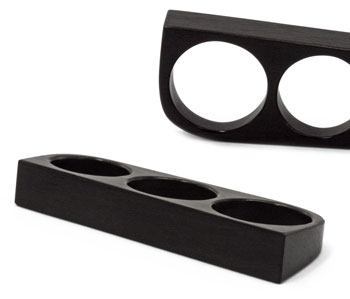Triple Finger Ring Solid Areng Black Wood