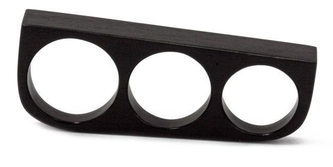 Triple Finger Ring Solid Areng Black Wood