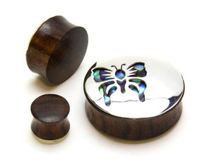 Abalone Butterfly Negative Space Art Plugs - 12mm-34mm - Price Per 2 - Painful Pleasures
