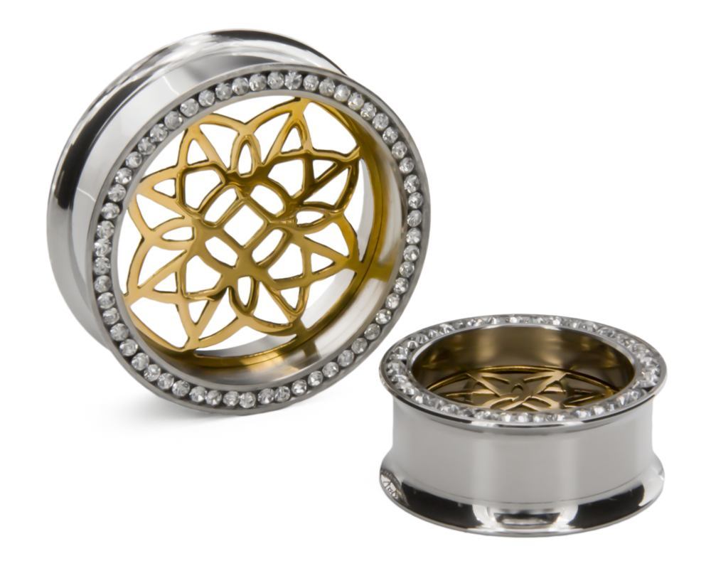 Batari Brass Insert with Round Stone Insert-Ability Tunnel - Price Per 1