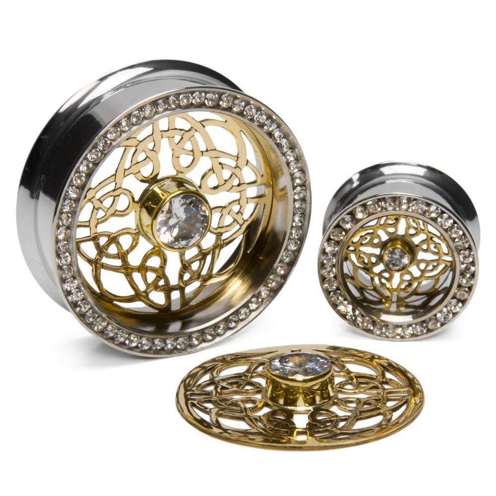 Ratu Brass Insert with Round Stone Insert-Ability Tunnel - Price Per 1