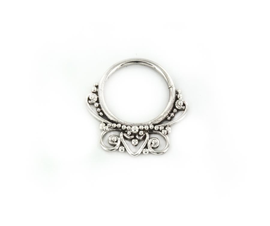 18g Sterling Silver Beaded Filigree Bendable Septum Ring — Price Per 1