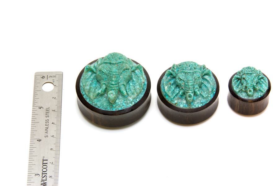 Carved Turquoise GANESHA Organic Jewelry - 14mm - 50mm Price Per 1