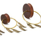 Double Flare Tiger Wood Plug with Polished Bronze Feather Charms - Price Per 1
