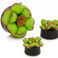 Fields of Green Hand Painted Leather Flower Plug - Price Per 1