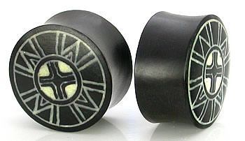 Kayu Areng - Black Wood - Bone Dust Inlay - Ebonne Dust 4-2 Plugs 16mm - 40mm - Price Per 1