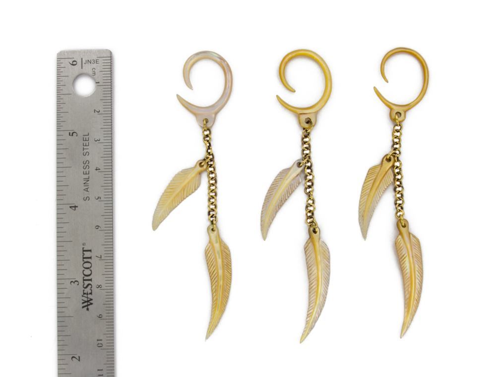 Feathers in the Wind Mother of Pearl Large Gauge Dangle Earrings - Price Per 2