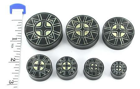 Kayu Areng - Black Wood - Bone Dust Inlay - Ebonne Dust 4-2 Plugs 16mm - 40mm - Price Per 1