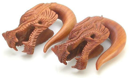 Dragons Head Red Saba Wood Natural Organic Body Jewelry 4mm - 14mm - Price Per 1 - Painful Pleasures