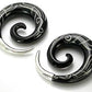 Spiral Black Horn Silver Tip Earrings — 4mm–12mm — Price Per 2