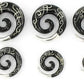 Spiral Black Horn Silver Tip Earrings — 4mm–12mm — Price Per 2