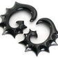 Bat Wings Black Horn Spiral Earrings Body Jewelry - Price Per 2