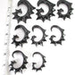 Bat Wings Black Horn Spiral Earrings Body Jewelry - Price Per 2