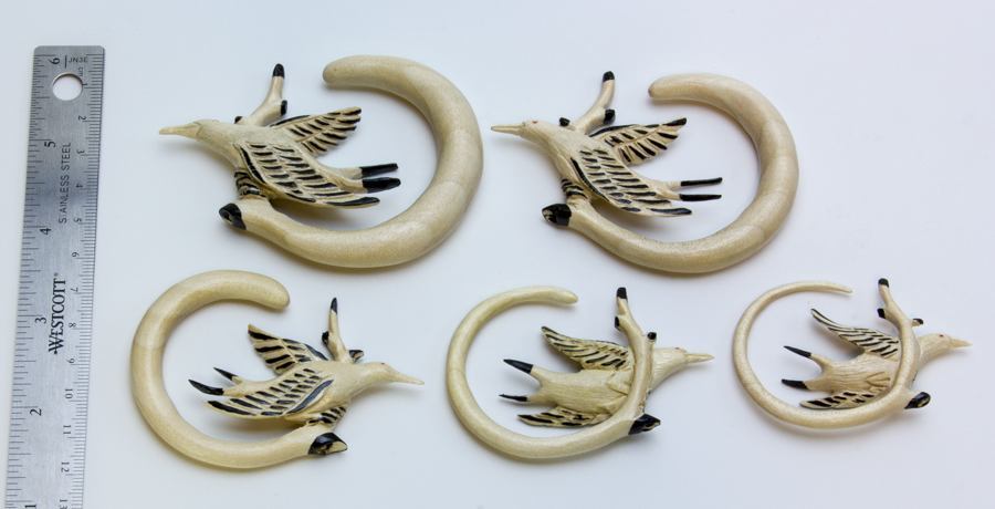 Gannet Diving Bird Organic Crocodile Wood Ear Hangers - 3mm-12mm - Price Per 2