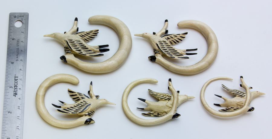 Gannet Diving Bird Organic Crocodile Wood Ear Hangers - 3mm-12mm - Price Per 2 - Painful Pleasures