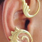 Polished Brass Filigree Leaf Ear Wrap – Detail