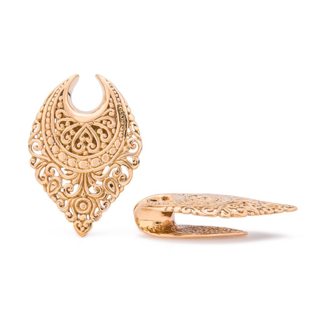 Teardrop Filigree Brass Saddle Hanger — Back