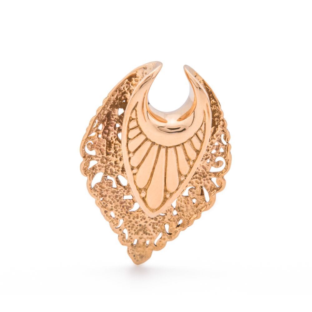 Teardrop Filigree Brass Saddle Hanger — Front
