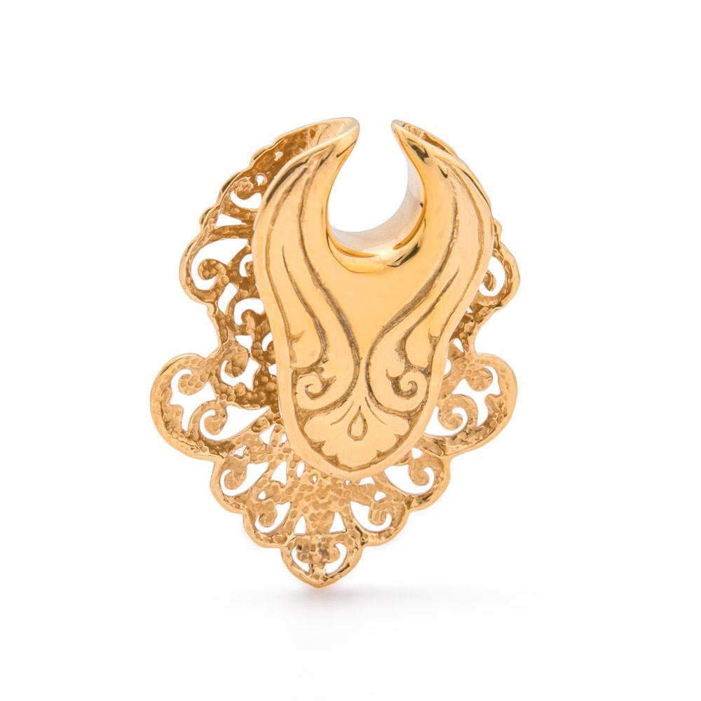 Arrow-Shaped Filigree Brass Saddle Hangers — Front Design