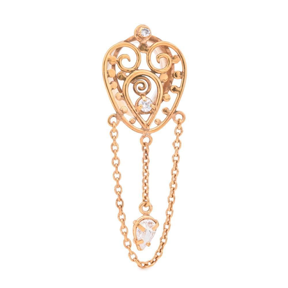 Gold Plated Filigree Heart Tear Drop Tunnel with Chains — Price Per 1
