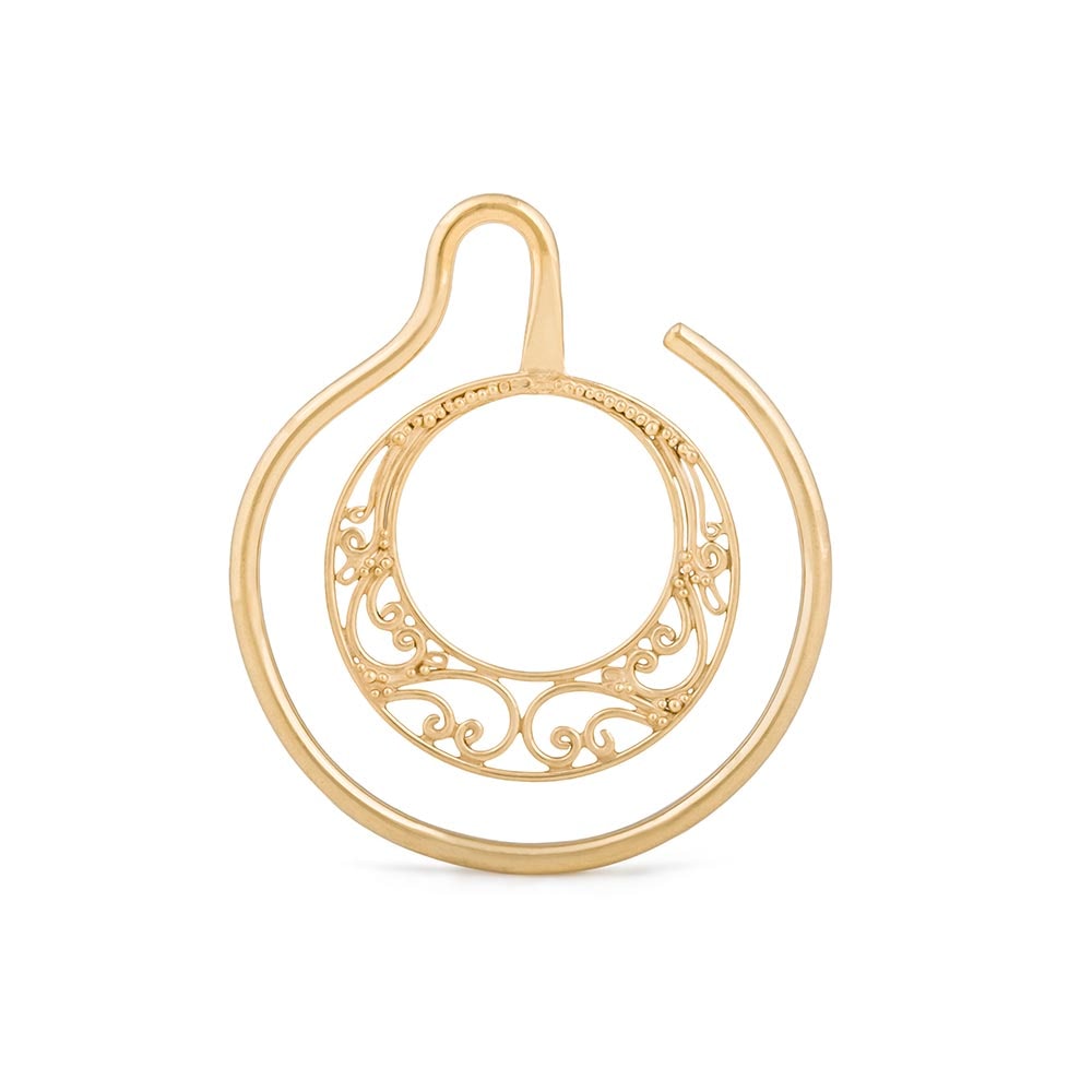 French Filigree Crescent Gold Plated Ear Weight — 4mm Thick — Price Per 1