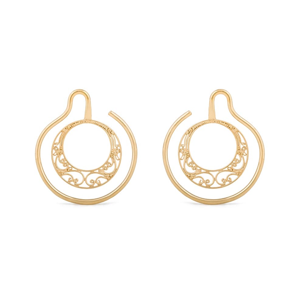French Filigree Crescent Gold Plated Ear Weight