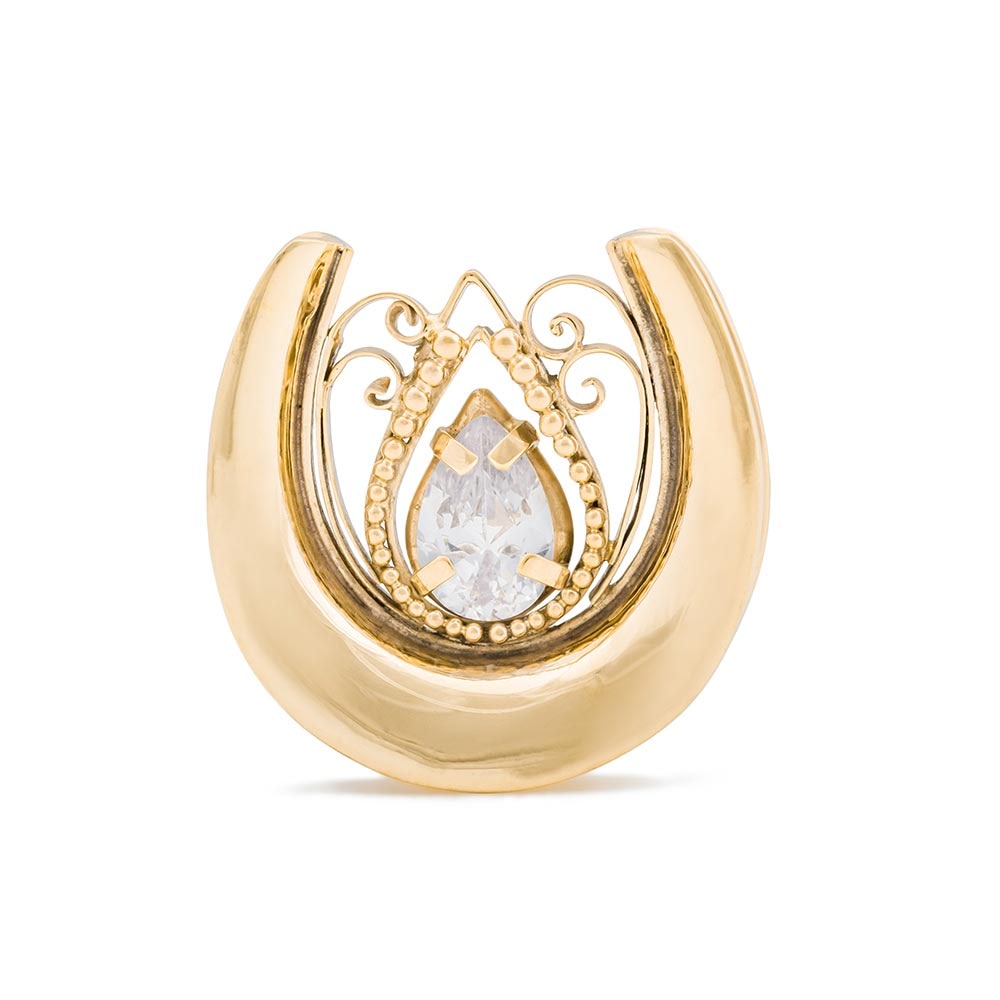 Crystal Tear Drop Gold Plated Saddle Plug — Price Per 1