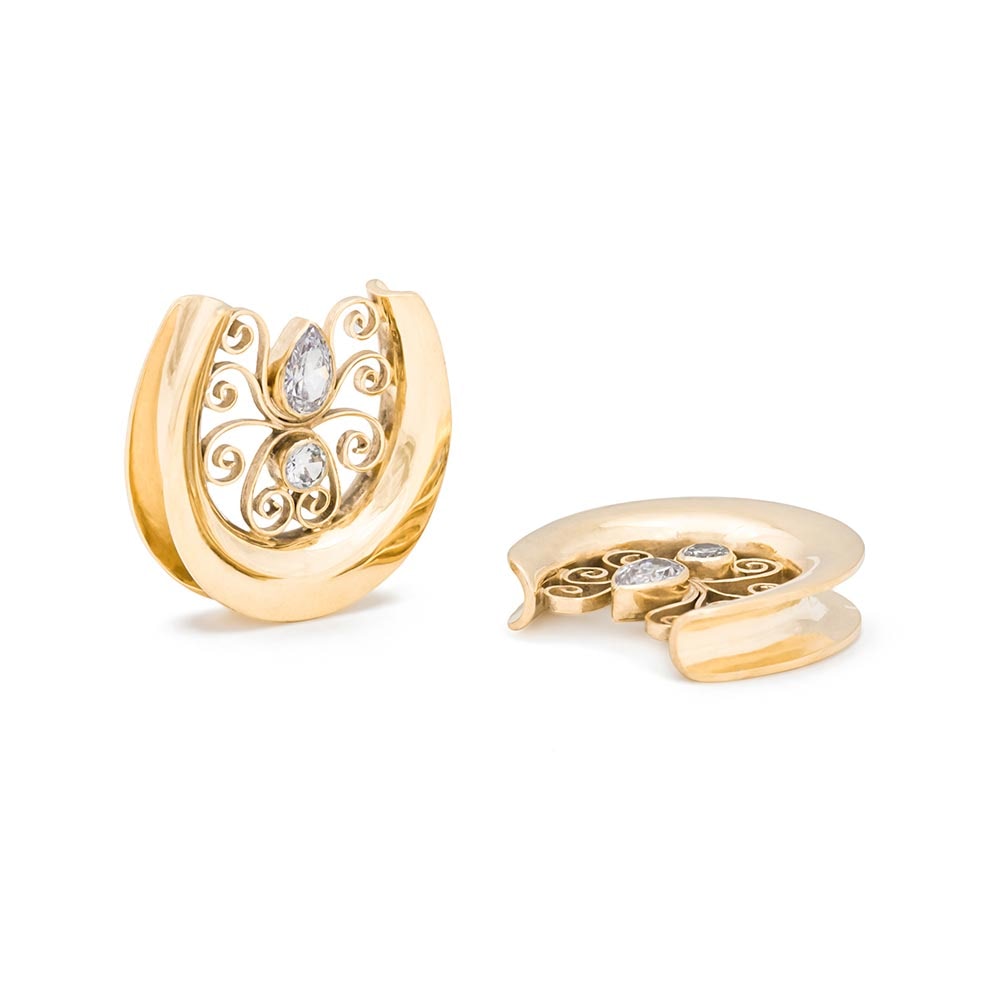 Flowing Filigree Gold Plated Saddle Plug