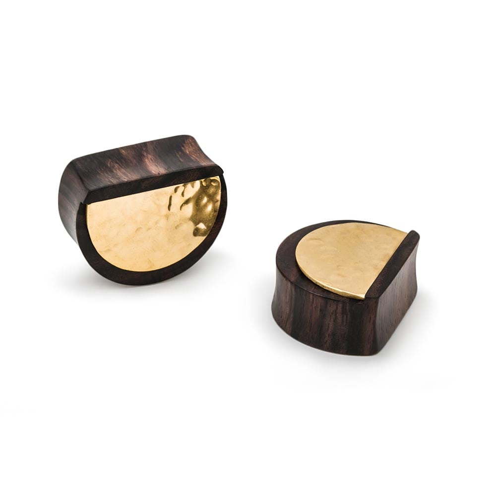 Hammered Disc Sono Wood Half Moon Plug