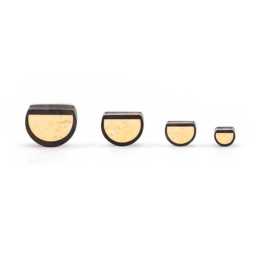 Hammered Disc Sono Wood Half Moon Plug — Pair